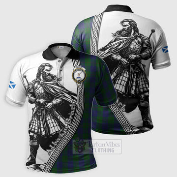 Barclay Tartan Clan Crest Polo Shirt with Highlander Warrior Celtic Style