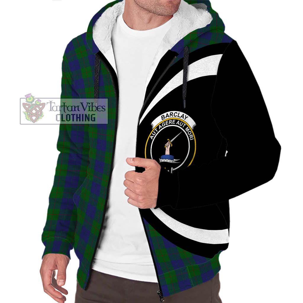 Barclay Tartan Sherpa Hoodie with Family Crest Circle Style Unisex S - Tartan Vibes Clothing