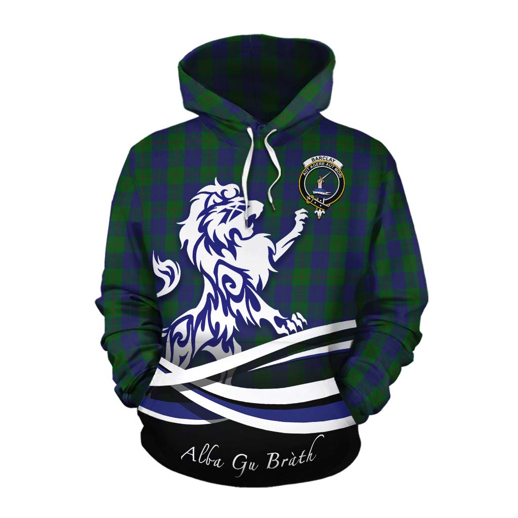 Tartan Vibes Clothing Barclay Tartan Cotton Hoodie with Alba Gu Brath Regal Lion Emblem