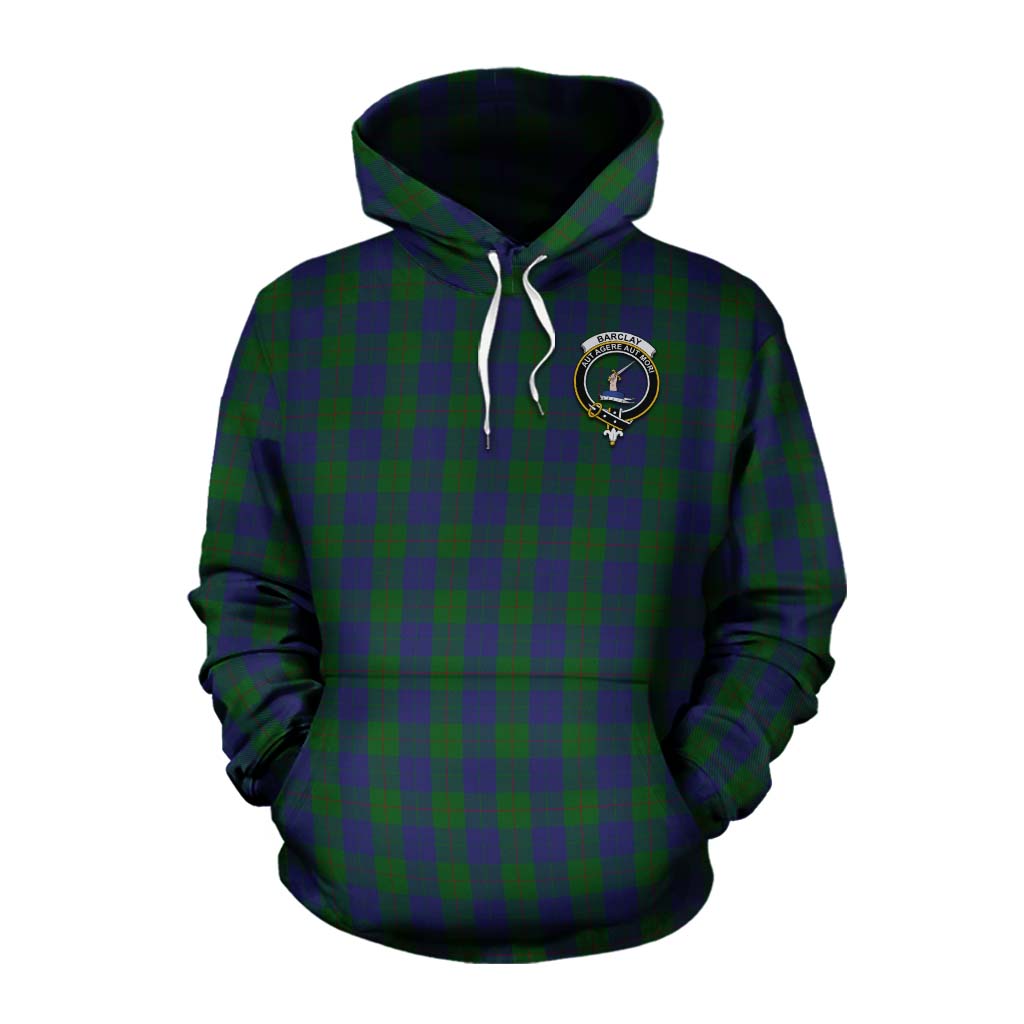 Tartan Vibes Clothing Barclay Tartan Cotton Hoodie with Family Crest Celtic Skull Style