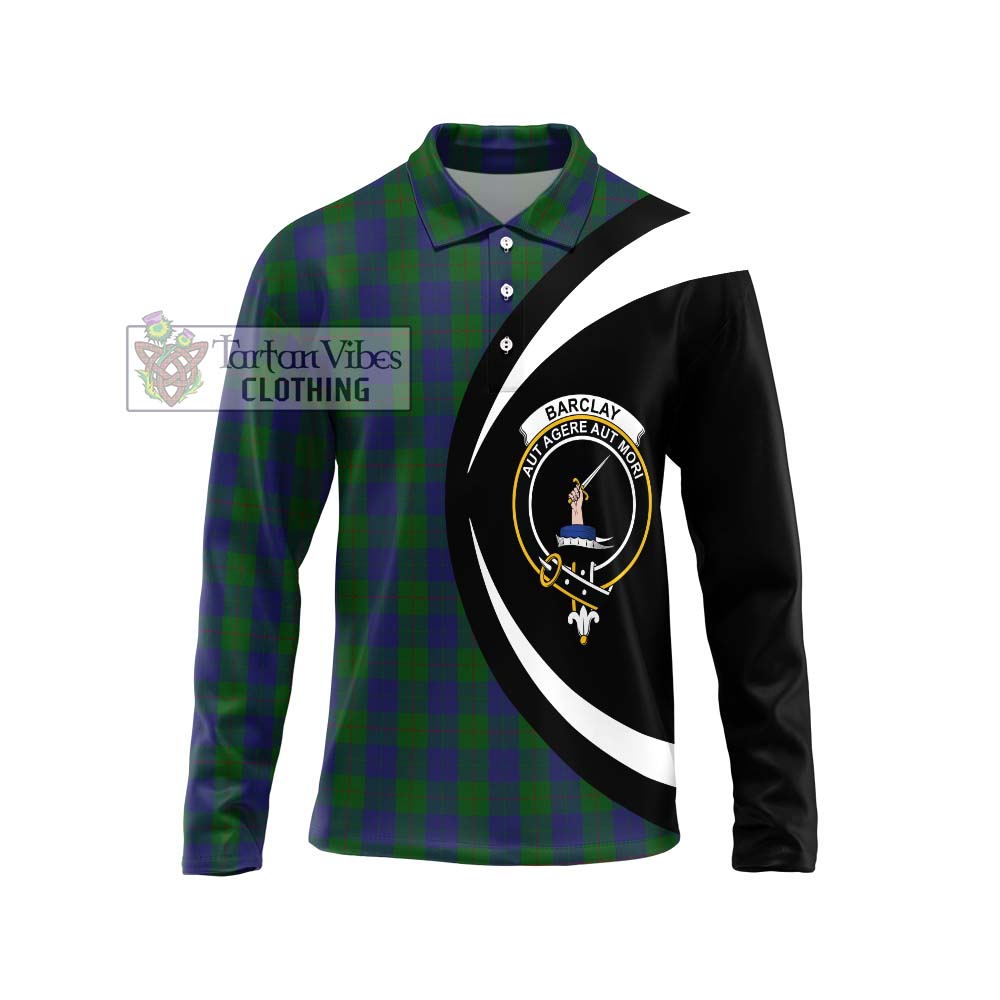 Barclay Tartan Long Sleeve Polo Shirt with Family Crest Circle Style Unisex - Tartan Vibes Clothing