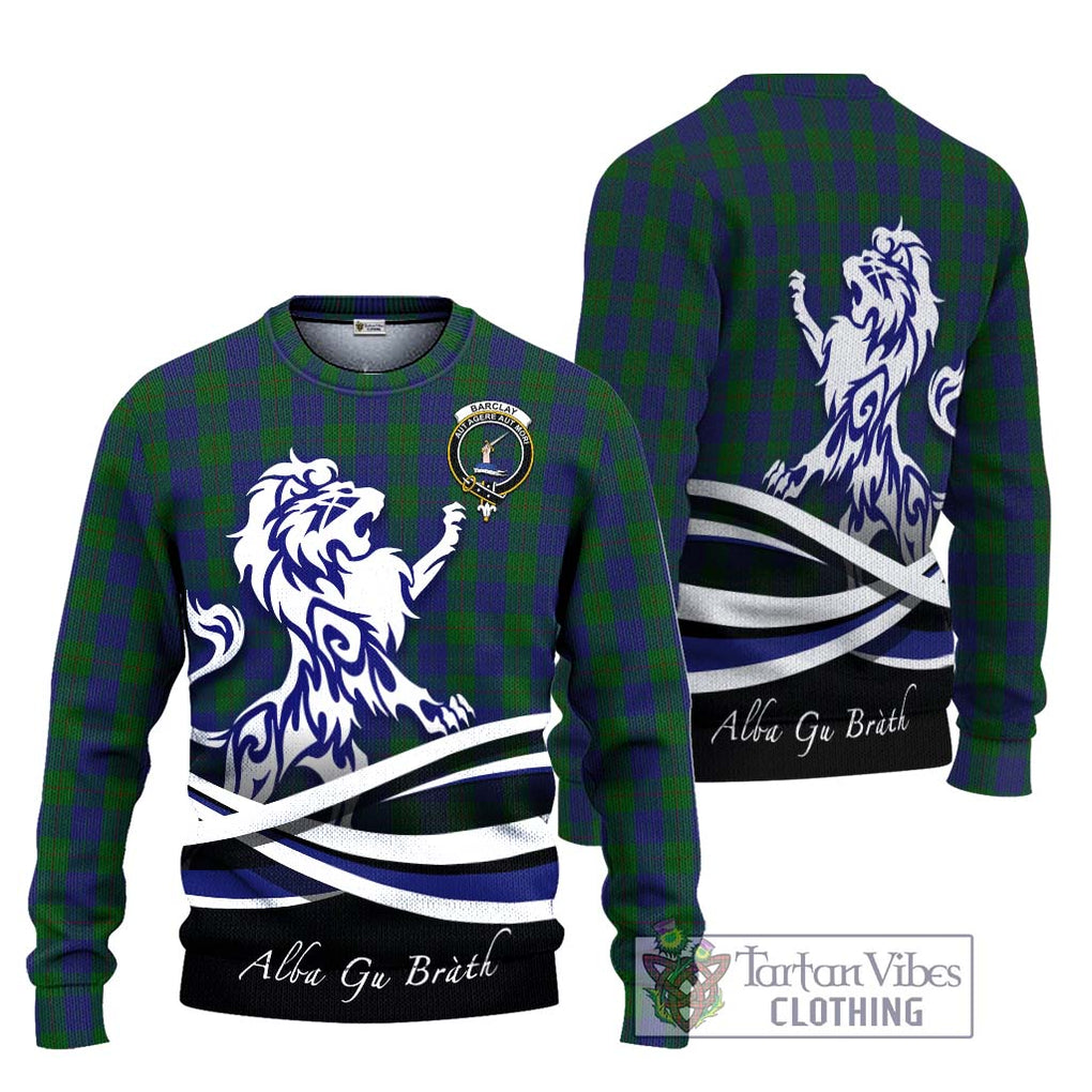 Barclay Tartan Knitted Sweater with Alba Gu Brath Regal Lion Emblem Unisex - Tartanvibesclothing Shop