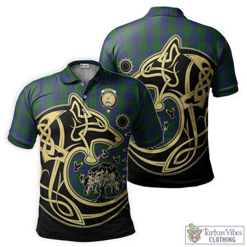 Barclay Tartan Polo Shirt with Family Crest Celtic Wolf Style