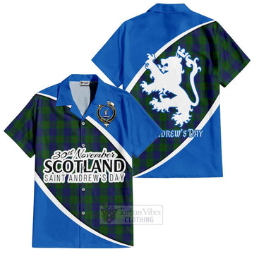 Barclay Family Crest Tartan Short Sleeve Button Shirt Celebrate Saint Andrew's Day in Style