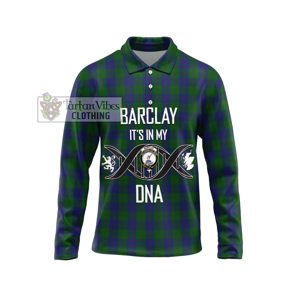 Barclay Tartan Long Sleeve Polo Shirt with Family Crest DNA In Me Style Unisex - Tartanvibesclothing Shop