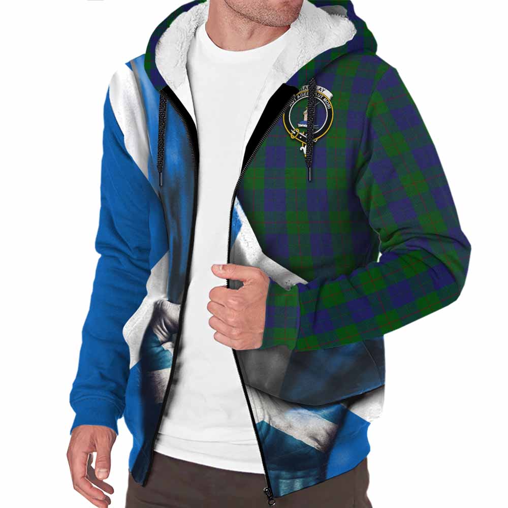 Tartan Vibes Clothing Barclay Tartan Sherpa Hoodie with Family Crest Scotland Patriotic Style