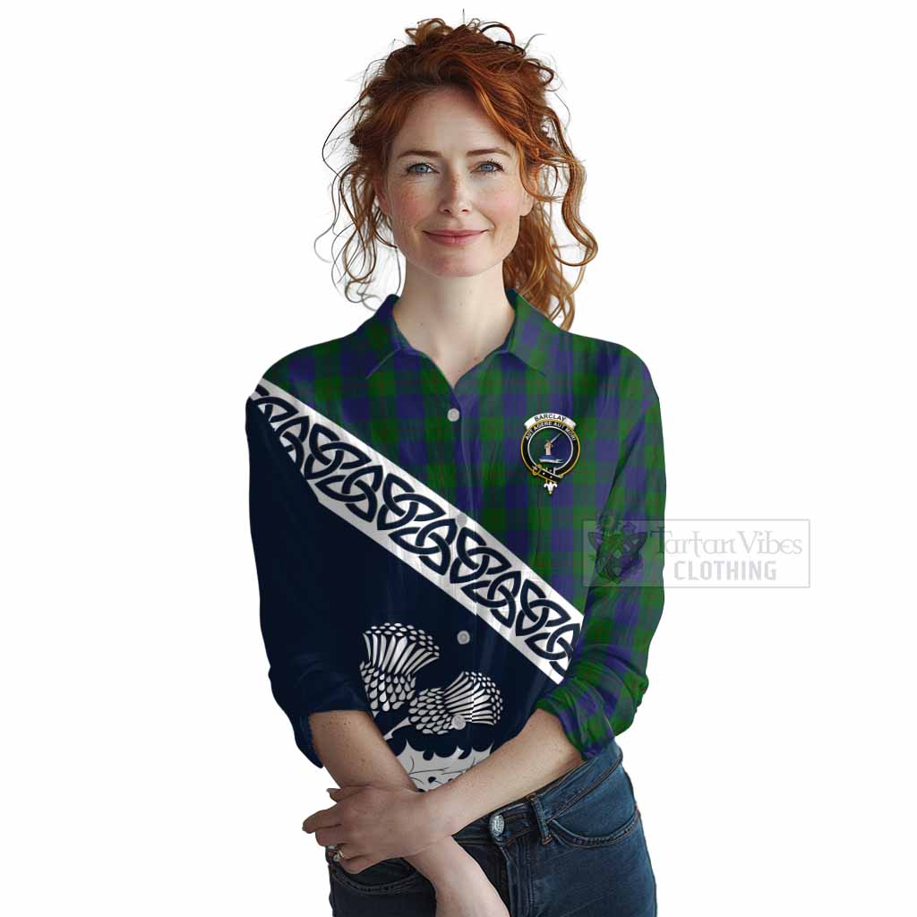 Tartan Vibes Clothing Barclay Tartan Women's Casual Shirt Featuring Thistle and Scotland Map