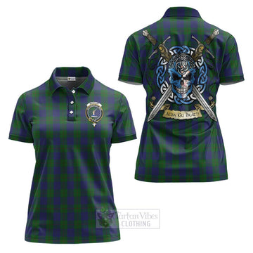 Barclay Tartan Women's Polo Shirt with Family Crest Celtic Skull Style