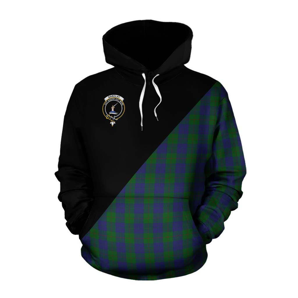 Tartan Vibes Clothing Barclay Tartan Cotton Hoodie with Family Crest and Military Logo Style