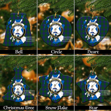 Barclay Tartan Christmas Ornament with Family Crest and Scotland Map