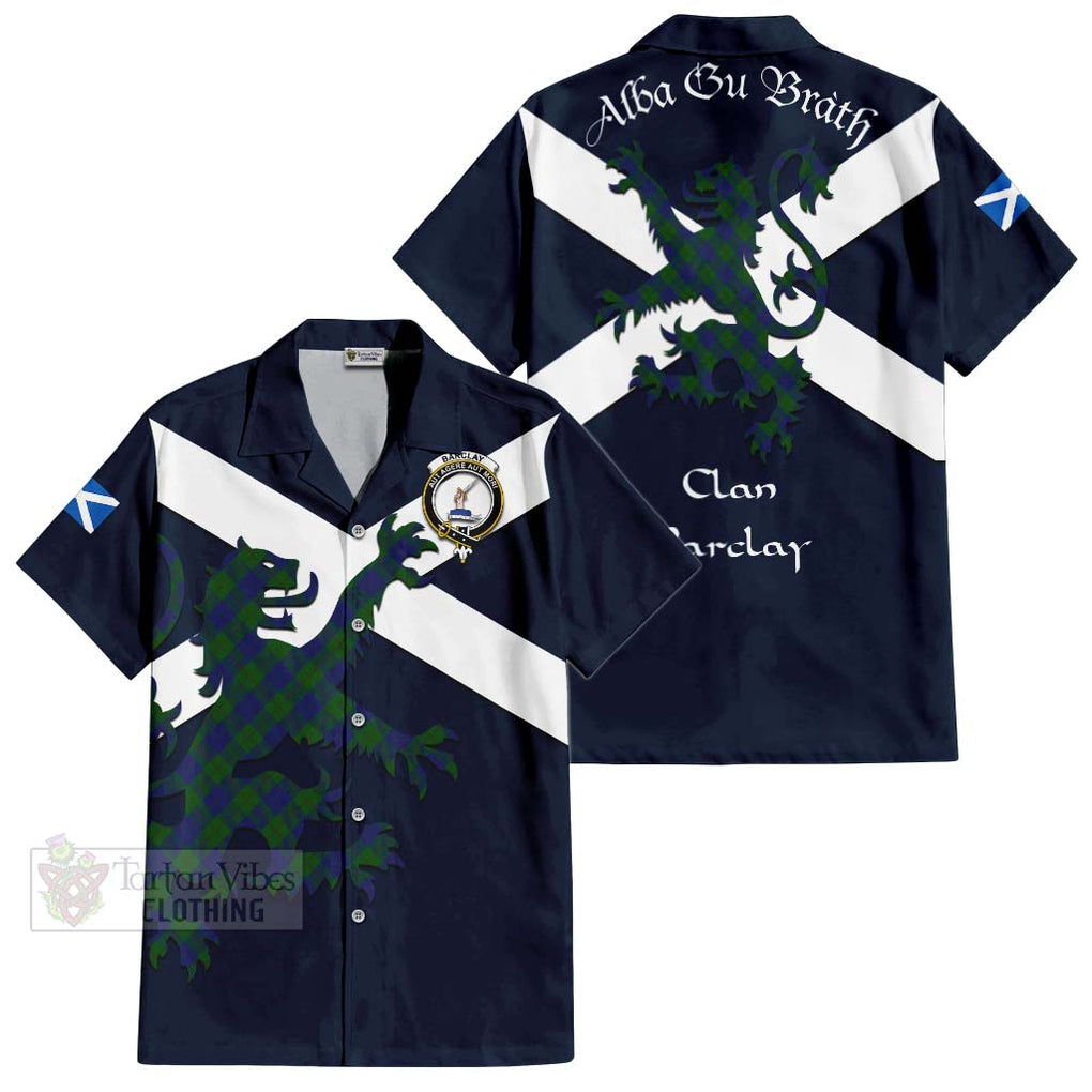 Tartan Vibes Clothing Barclay Tartan Lion Rampant Short Sleeve Button Shirt – Proudly Display Your Heritage with Alba Gu Brath and Clan Name