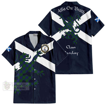 Barclay Tartan Lion Rampant Short Sleeve Button Shirt  Proudly Display Your Heritage with Alba Gu Brath and Clan Name