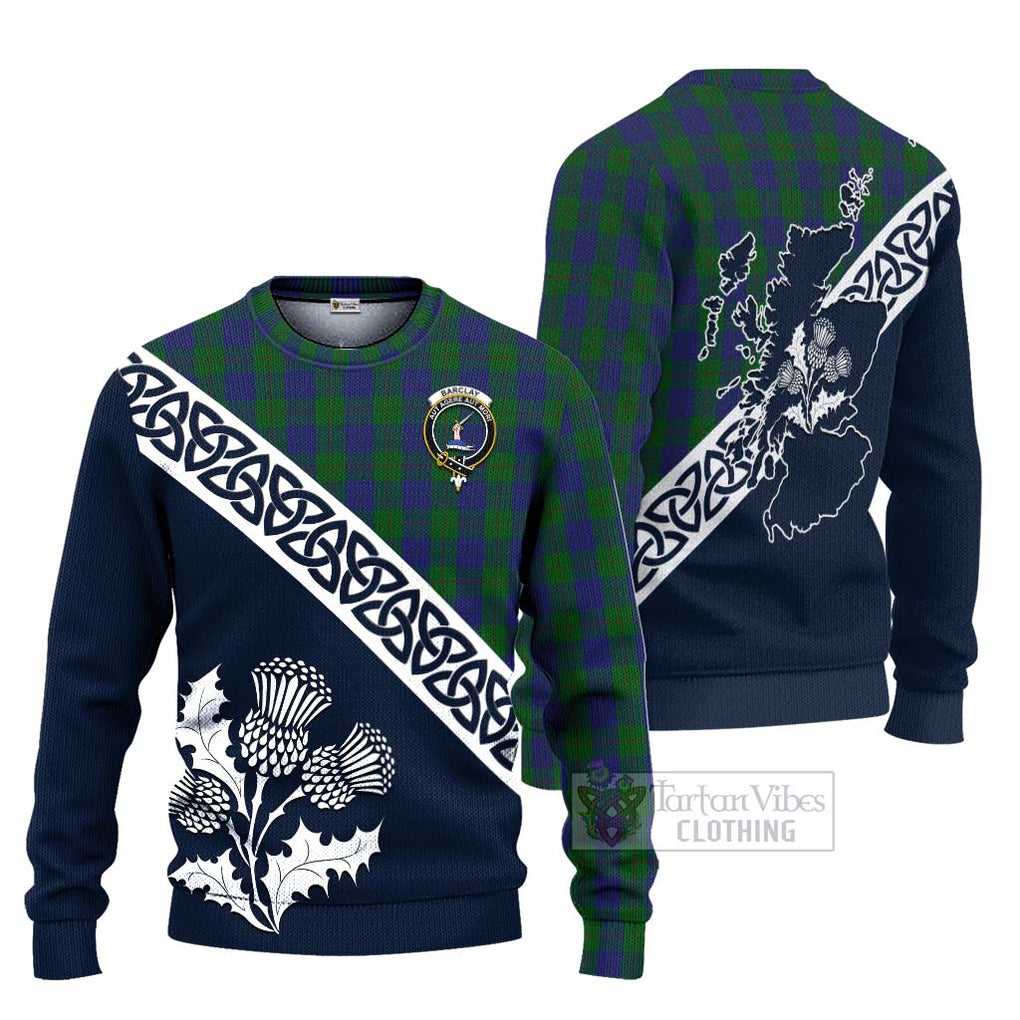 Tartan Vibes Clothing Barclay Tartan Knitted Sweater Featuring Thistle and Scotland Map