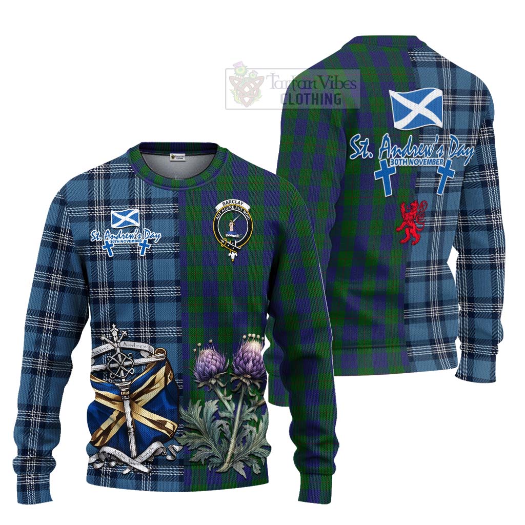 Tartan Vibes Clothing Barclay Tartan Knitted Sweater Happy St. Andrew's Day Half Tartan Style