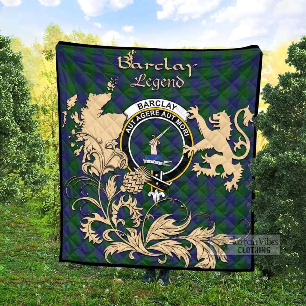 Tartan Vibes Clothing Barclay Tartan Quilt with Family Crest and Scottish Symbol Style