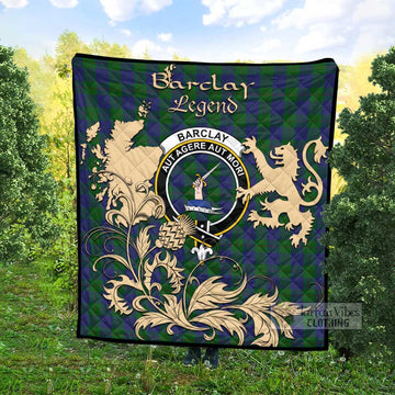 Barclay Tartan Quilt with Family Crest and Scottish Symbol Style