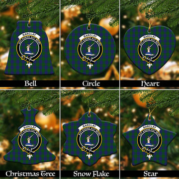 Barclay Tartan Christmas Ceramic Ornaments with Family Crest