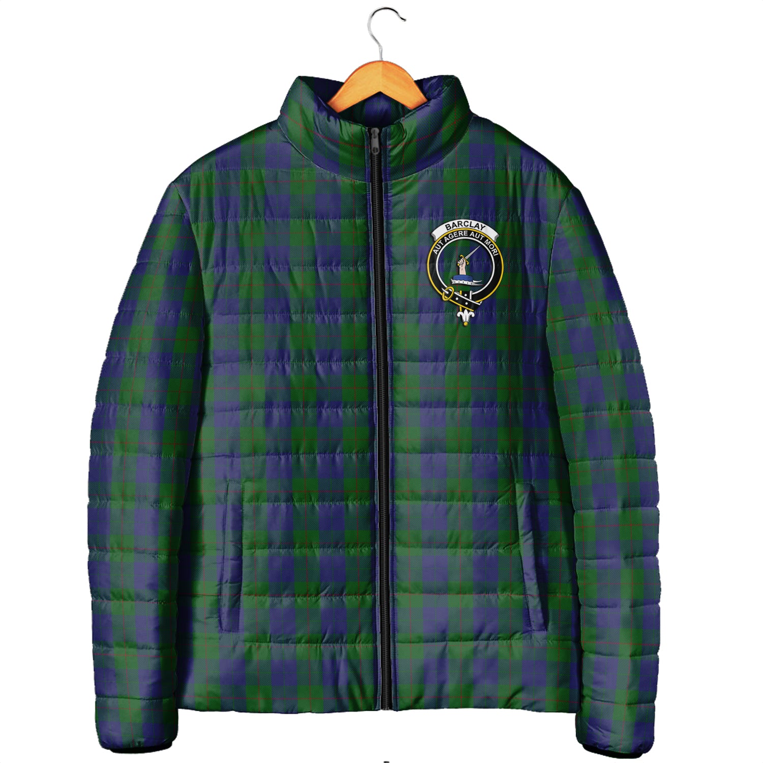 Barclay Tartan Padded Jacket with Family Crest Men's Padded Jacket - Tartan Vibes Clothing