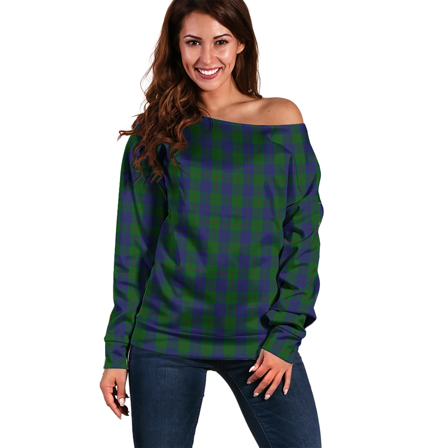 Barclay Tartan Off Shoulder Women Sweater Women - Tartanvibesclothing