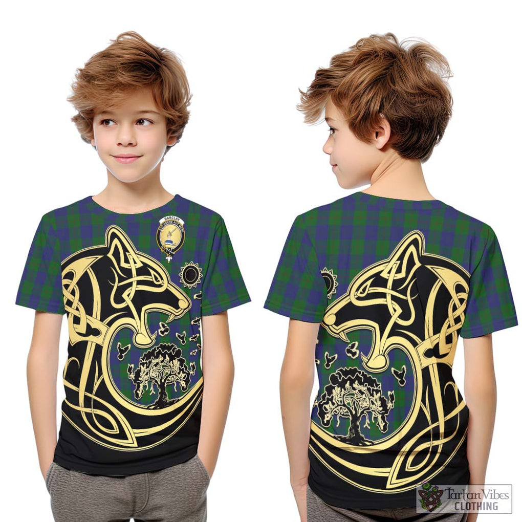 Barclay Tartan Kid T-Shirt with Family Crest Celtic Wolf Style Youth XL Size14 - Tartan Vibes Clothing