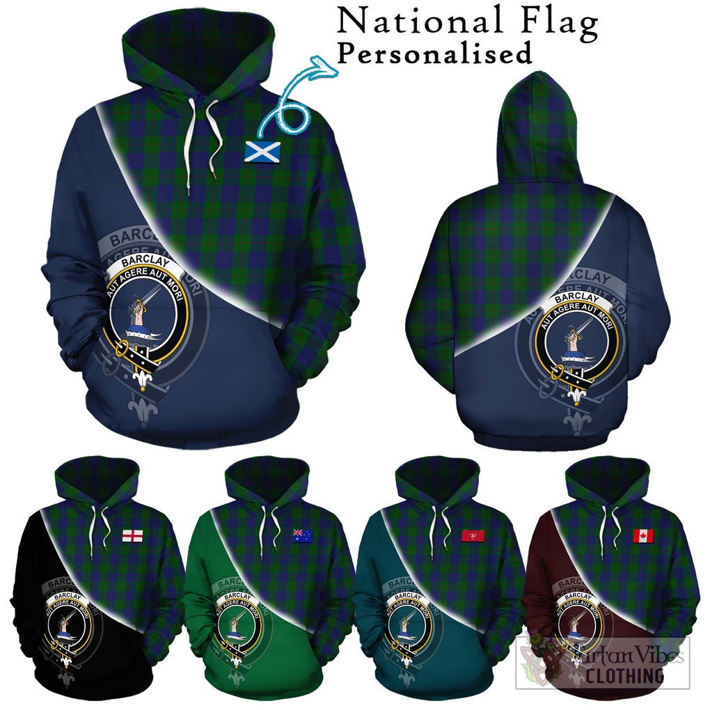 Barclay Tartan Hoodie with Personalised National Flag and Family Crest Half Style Zip Hoodie - Tartanvibesclothing Shop