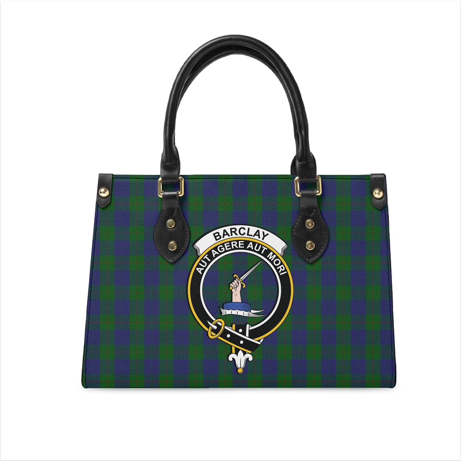 Barclay Tartan Leather Bag with Family Crest One Size 29*11*20 cm - Tartanvibesclothing