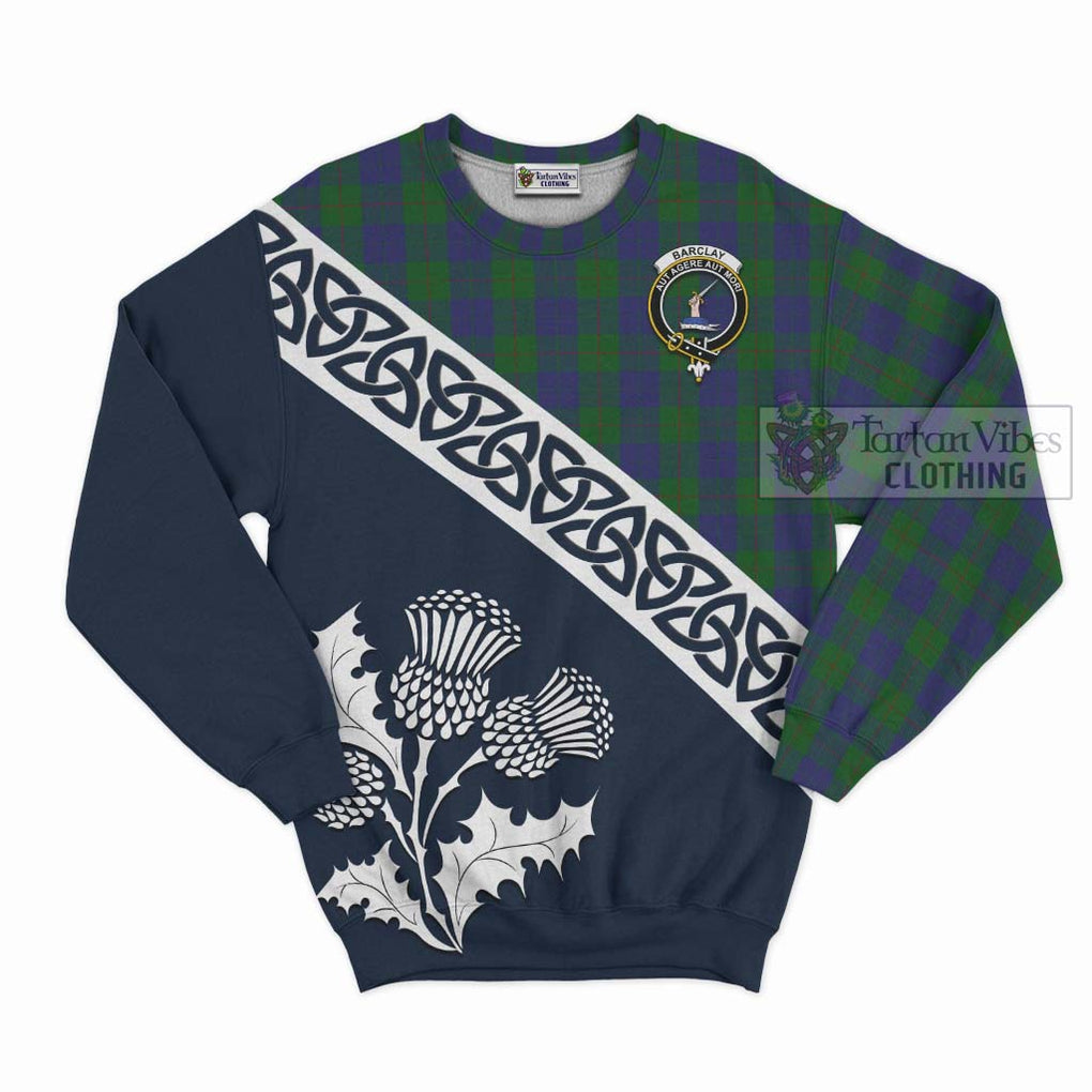 Tartan Vibes Clothing Barclay Tartan Sweatshirt Featuring Thistle and Scotland Map