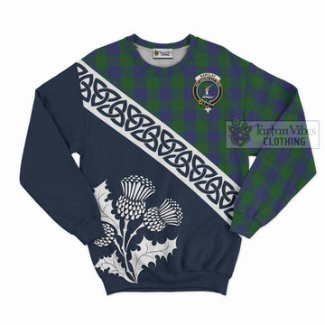 Barclay Tartan Sweatshirt Featuring Thistle and Scotland Map