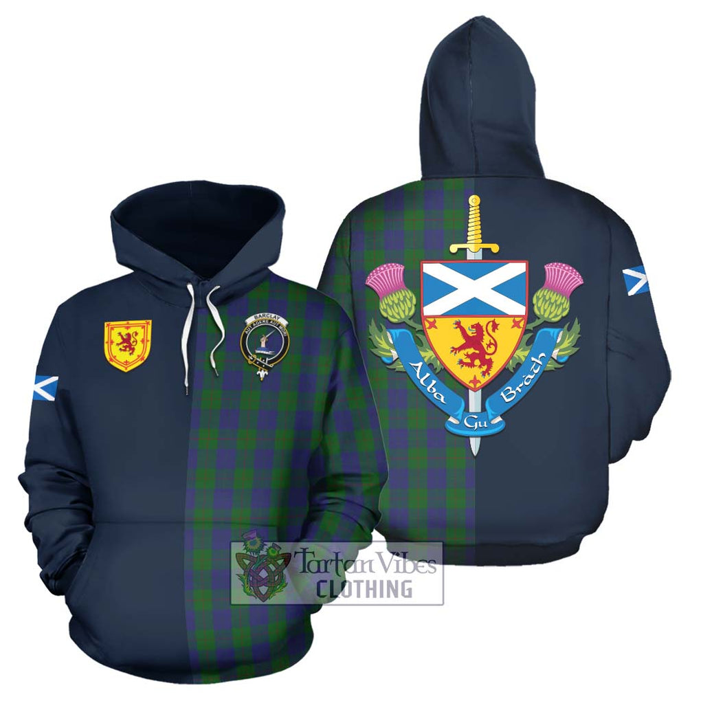 Tartan Vibes Clothing Barclay Tartan Hoodie with Scottish Lion Royal Arm Half Style