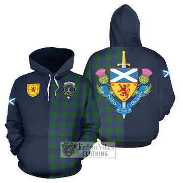 Barclay Tartan Hoodie Alba with Scottish Lion Royal Arm Half Style