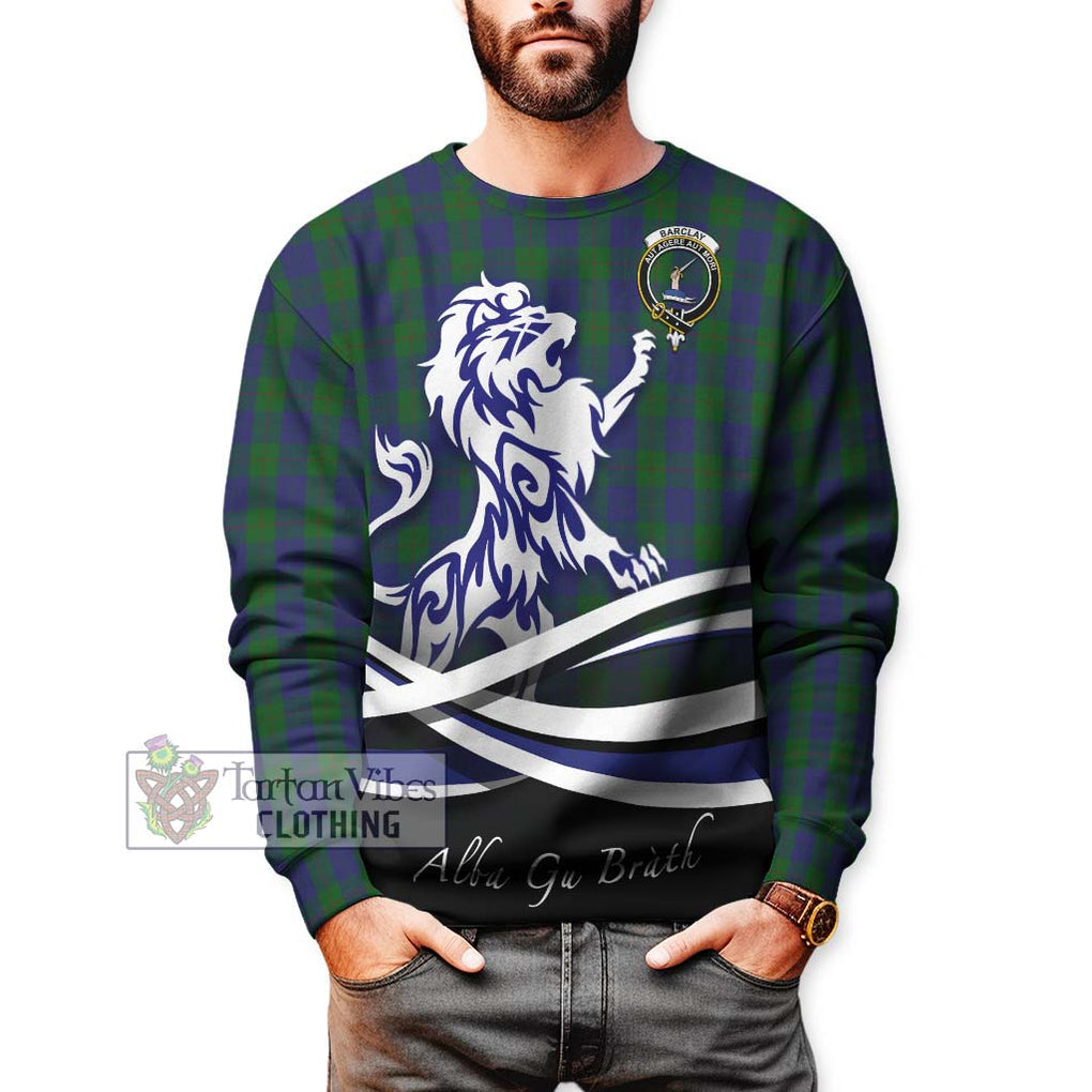 Barclay Tartan Sweatshirt with Alba Gu Brath Regal Lion Emblem Unisex - Tartanvibesclothing Shop