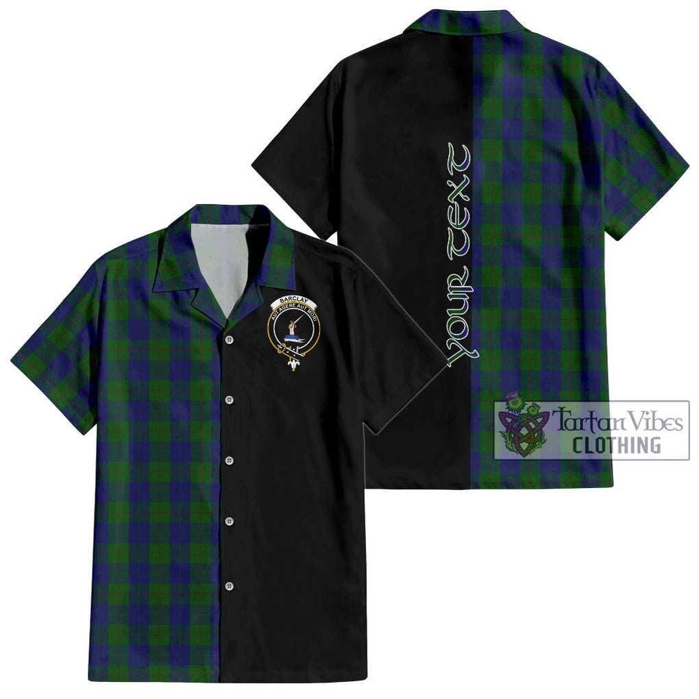 Barclay Tartan Short Sleeve Button Shirt with Family Crest and Half Of Me Style Kid - Tartanvibesclothing Shop