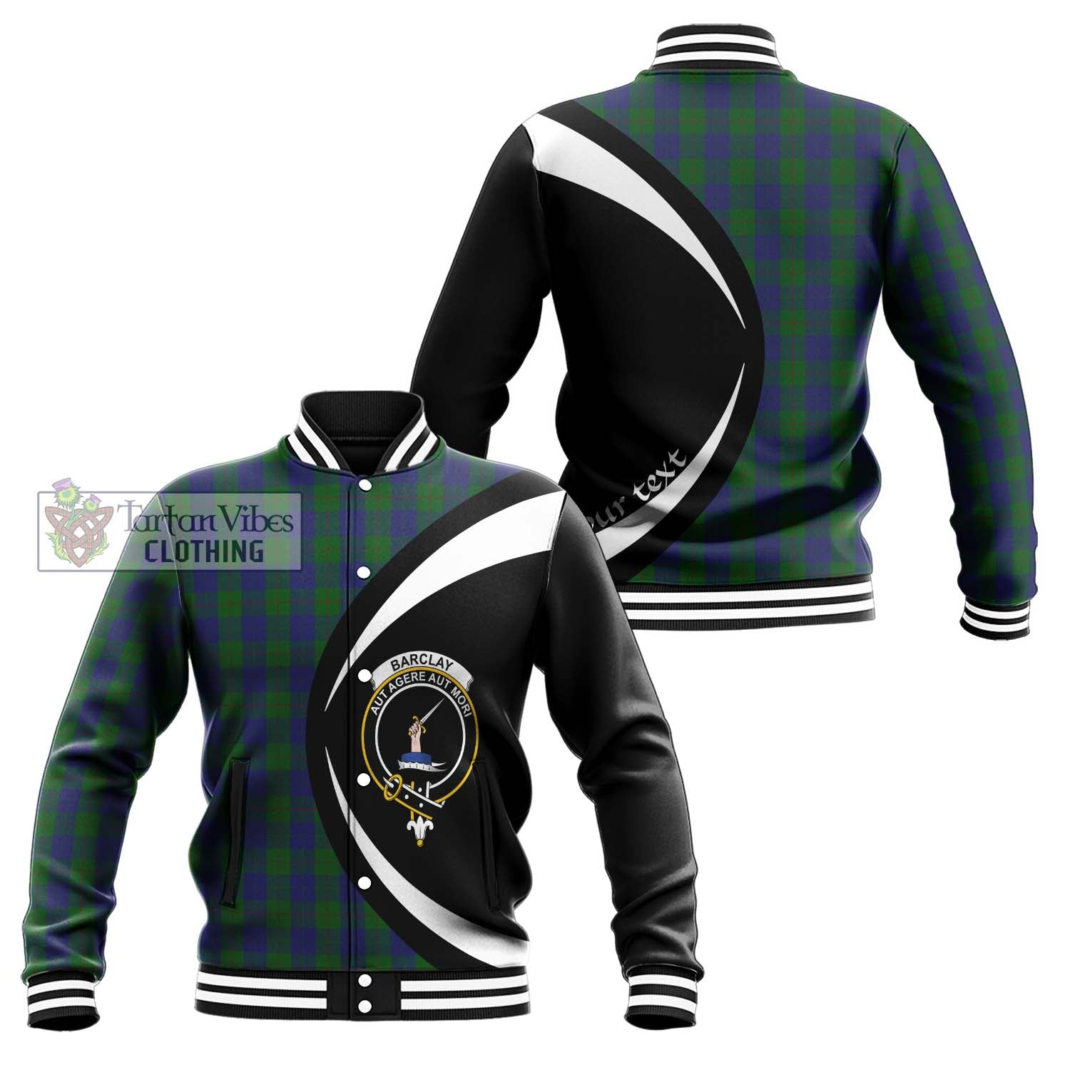 Barclay Tartan Baseball Jacket with Family Crest Circle Style Unisex - Tartan Vibes Clothing