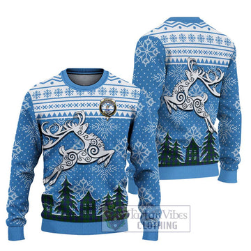 Barclay Clan Christmas Ugly Sweater with Tartan and Celtic Reindeer Style