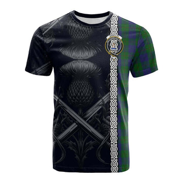 Barclay Tartan Cotton T-shirt with Family Crest Cross Sword Thistle Celtic Vibes