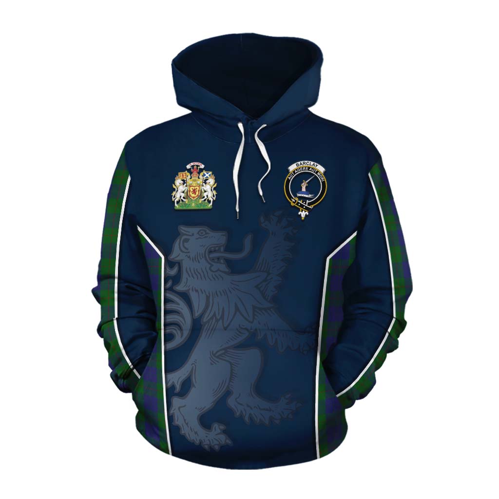 Tartan Vibes Clothing Barclay Tartan Cotton Hoodie with Family Crest and Lion Rampant Vibes Sport Style