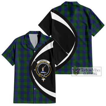 Barclay Tartan Short Sleeve Button Up with Family Crest Circle Style