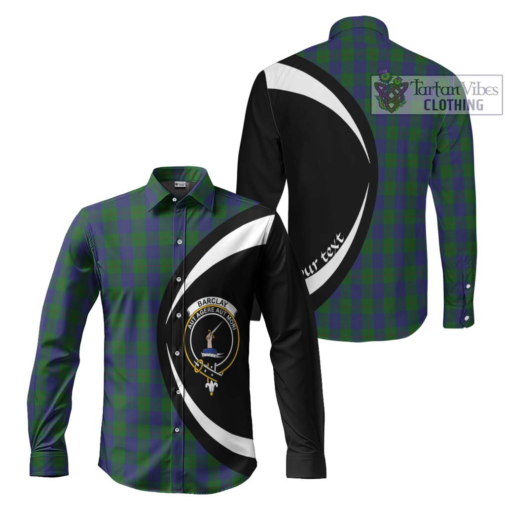 Barclay Tartan Long Sleeve Button Up with Family Crest Circle Style Men's Shirt S - Tartan Vibes Clothing