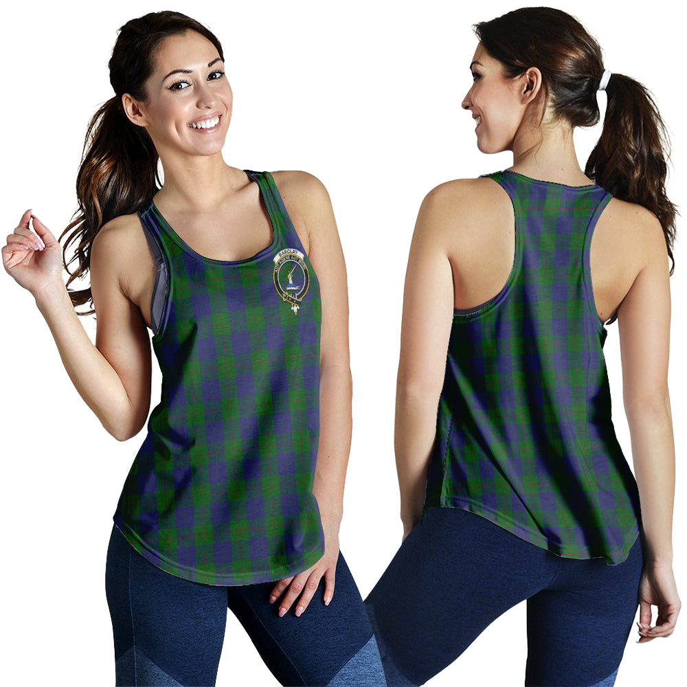 Barclay Tartan Women Racerback Tanks with Family Crest - Tartanvibesclothing