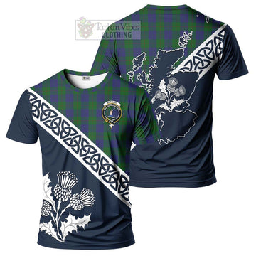 Barclay Tartan T-Shirt Featuring Thistle and Scotland Map