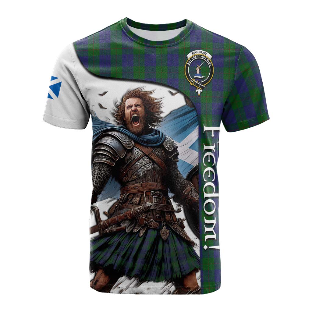 Tartan Vibes Clothing Barclay Crest Tartan Cotton T-shirt Inspired by the Freedom of Scottish Warrior