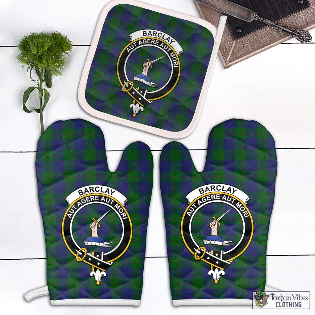 Barclay Tartan Combo Oven Mitt & Pot-Holder with Family Crest Combo 1 Oven Mitt & 1 Pot-Holder White - Tartan Vibes Clothing