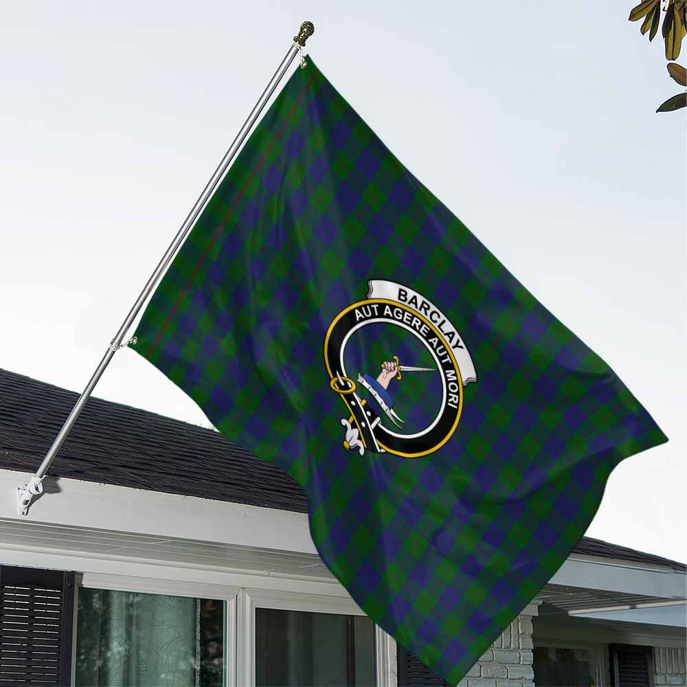 Tartan Vibes Clothing Barclay Tartan House Flag with Family Crest