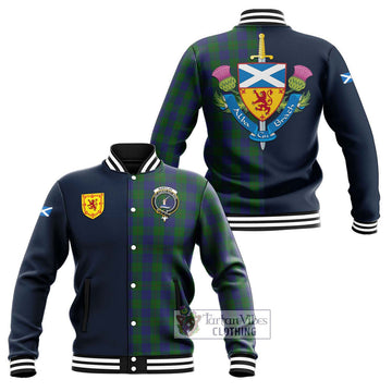 Barclay Tartan Baseball Jacket Alba with Scottish Lion Royal Arm Half Style