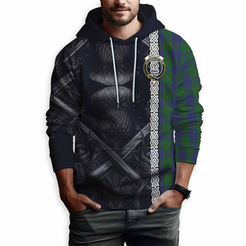 Barclay Tartan Hoodie with Family Crest Cross Sword Thistle Celtic Vibes