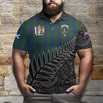 Barclay Crest Tartan Polo Shirt with New Zealand Silver Fern Half Style