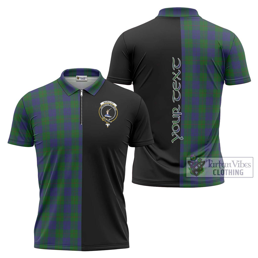 Barclay Tartan Zipper Polo Shirt with Family Crest and Half Of Me Style Unisex - Tartanvibesclothing Shop