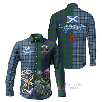 Barclay Tartan Long Sleeve Button Shirt Happy St. Andrew's Day Half Tartan Style