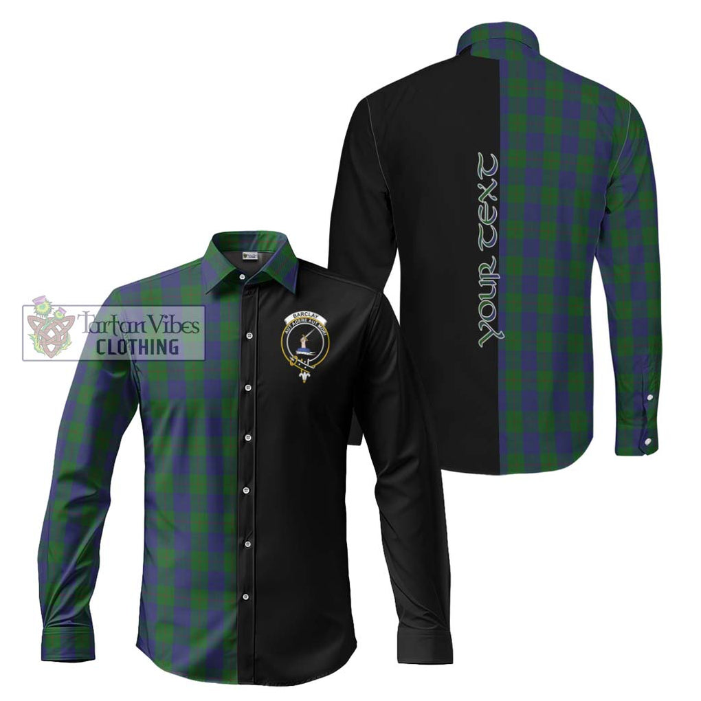 Barclay Tartan Long Sleeve Button Shirt with Family Crest and Half Of Me Style Men's Shirt S - Tartanvibesclothing Shop