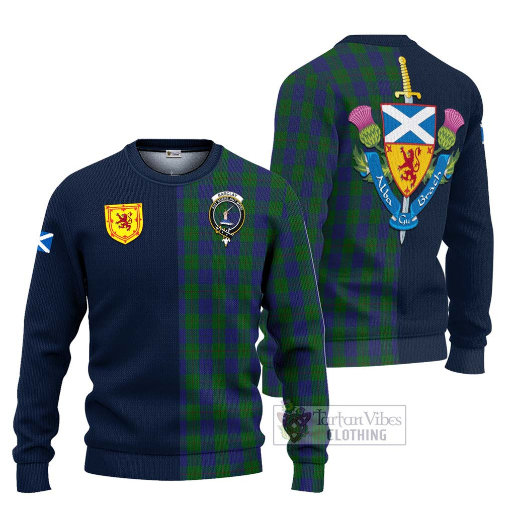 Tartan Vibes Clothing Barclay Tartan Knitted Sweater with Scottish Lion Royal Arm Half Style